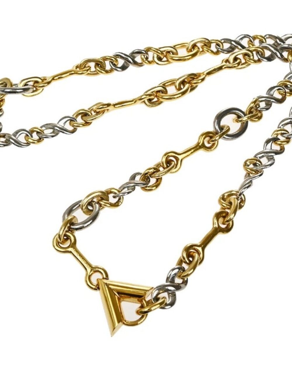 LOUIS VUITTON Logo Chain Long Necklace Gold Silver Italy M62837 87KP110